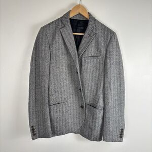 Unis Mens 38 Wool Cashmere Herringbone Gray Jacket Sports Coat Blazer Made USA